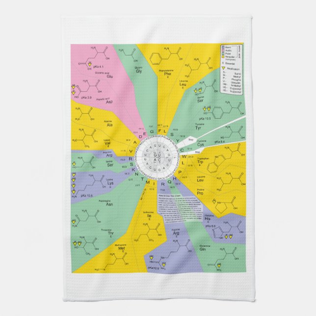 Genetic Code Diagram Showing Amino Acid Residues Kitchen Towel (Vertical)