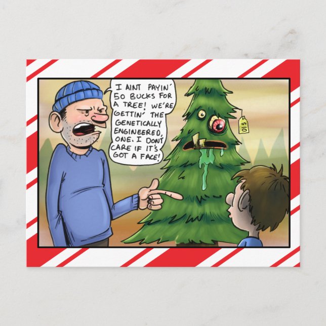 Genetically engineered Christmas tree greeting Holiday Postcard (Front)