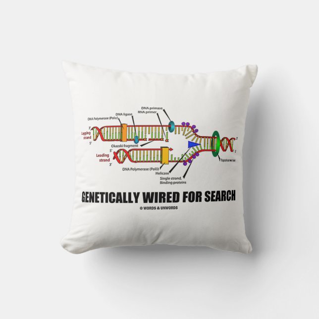 Genetically Wired For Search DNA Replication Humou Throw Pillow (Front)