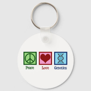Geneticist Peace Love Genetics Company Keychain