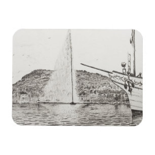 Geneva Fountain and Bow of pleasure Boat 2011 Magnet