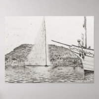 Geneva Fountain and Bow of pleasure Boat 2011