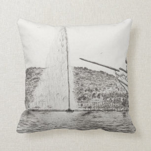 Geneva Fountain and Bow of pleasure Boat 2011 Throw Pillow