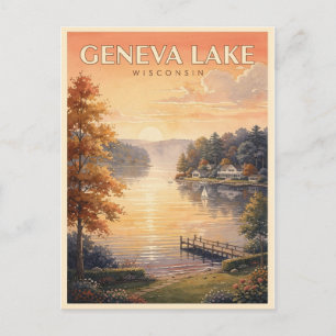 Geneva Lake Wisconsin Vintage Travel Postcard