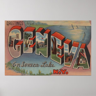 Geneva, New York - Large Letter Scenes Poster