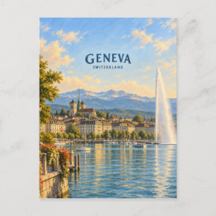 Geneva Painterly Travel Art Postcard