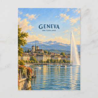 Geneva Painterly Travel Art Postcard