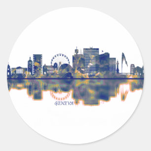 Geneva Skyline Classic Round Sticker