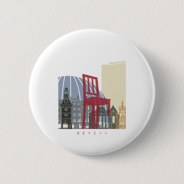 Geneva skyline poster 2 inch round button (Front)