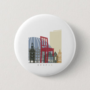 Geneva skyline poster 2 inch round button