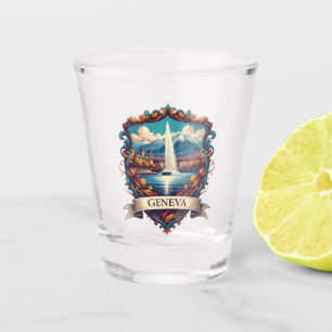 Geneva Street Switzerland Travel Jet d'eau Vintage Shot Glass