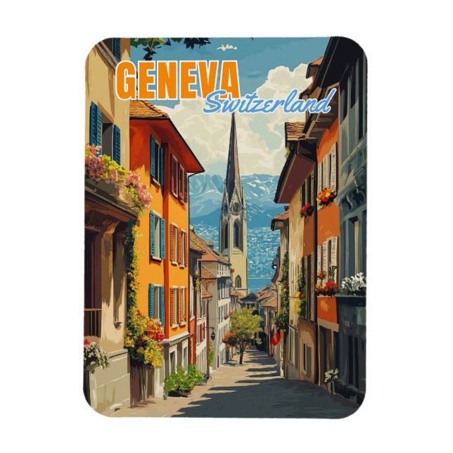Geneva Switzerland Alps Magnet (Vertical)