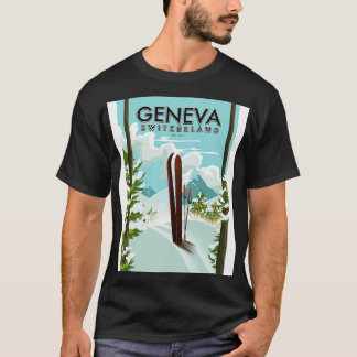 Geneva Switzerland ski poster T-Shirt