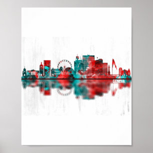 Geneva Switzerland Skyline Poster