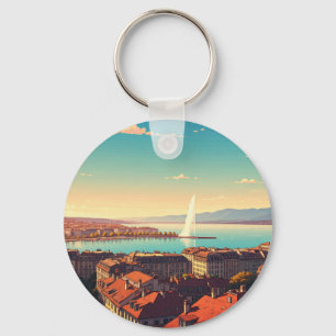 Geneva Switzerland Travel Keychain
