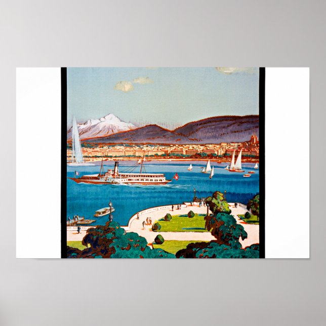 Geneva Switzerland Vintage Poster Restored (Front)