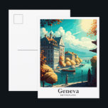 Geneva Switzerland Vintage Travel Illustration Postcard<br><div class="desc">Geneva Switzerland Art Vintage Travel Portrait Painting Illustration</div>