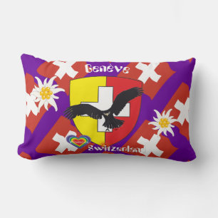 Geneva v Genève Switzerland Suisse Svizzera Kisse Lumbar Pillow