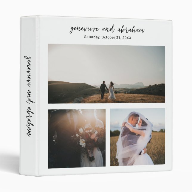 Genevieve Black and White Photo Modern Wedding Binder (Front/Spine)