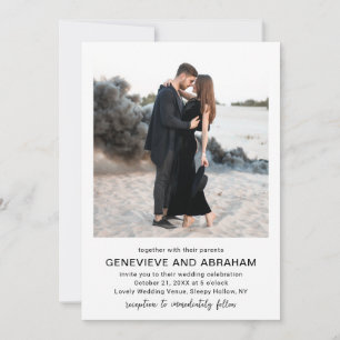 Genevieve Black and White Photo Modern Wedding Invitation