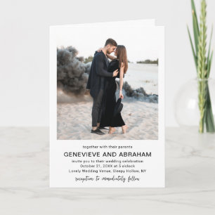 Genevieve Black and White Photo Modern Wedding Invitation