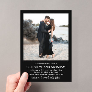 Genevieve Black Photo Modern Wedding Acrylic Invitations