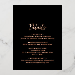 Genevieve Black Photo Modern Wedding Foil Invitation Postcard
