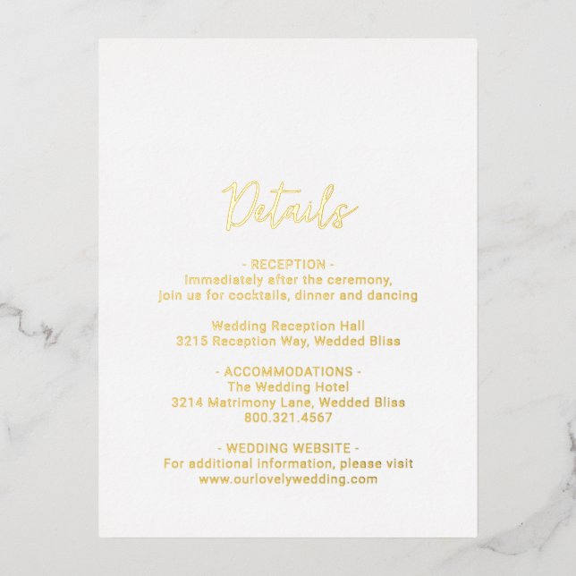 Genevieve Photo Modern Wedding Foil Invitation Postcard (Front)