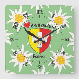 Genf / Genève Schweiz Suisse Svizzera Uhr Square Wall Clock