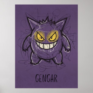 Gengar Chaotic Scribble Art - Gritty Ghost Shadow Poster