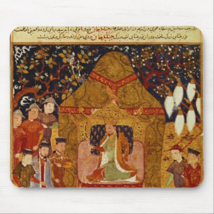 Genghis Khan in his tent by Rashid al-Din Mouse Pad