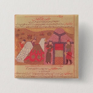 Genghis Khan outside his tent 2 Inch Square Button