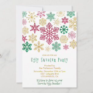 Génial invitation de fête de pull moderne Snowflak