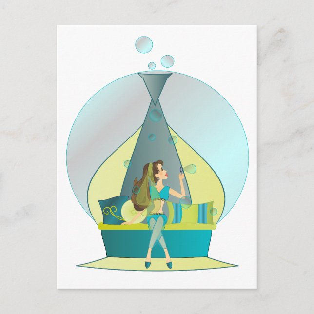 Genie Blowing Bubbles Postcard (Front)