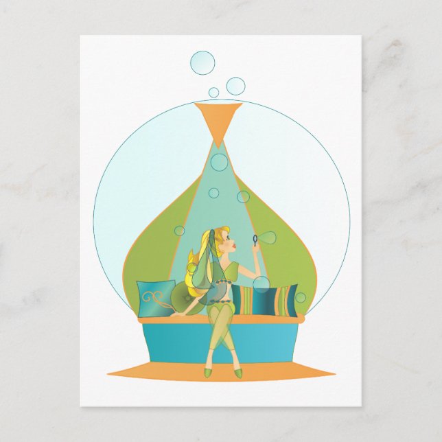 Genie Blowing Bubbles Postcard (Front)