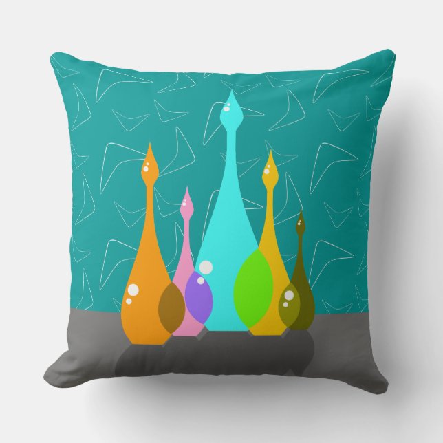 Genie Bottles Throw Pillow (Front)