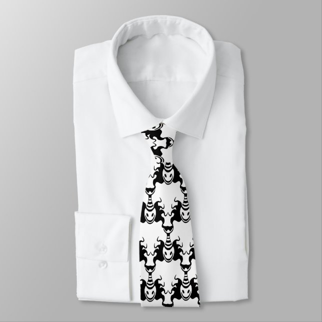Genie Ghost Coming Out of Lamp Seamless Pattern Tie (Tied)