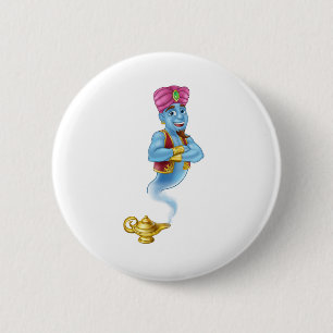 Genie Magic Lamp Aladdin Pantomime Cartoon 2 Inch Round Button