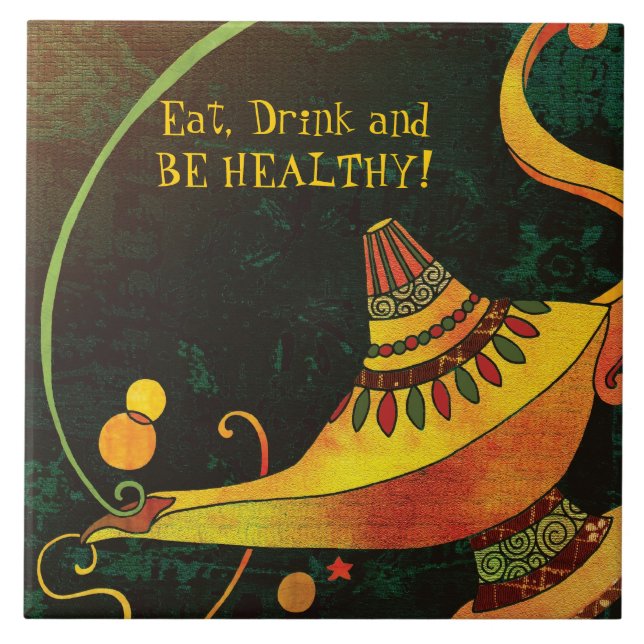 Genie's Magic Lamp Fantasy Domestic Goddess Trivet (Front)
