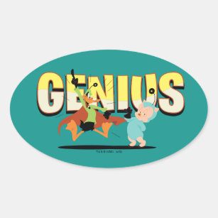 "Genius" Duck Dodgers & Eager, Young Space Cadet Oval Sticker