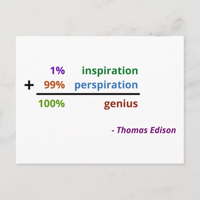 Genius is 1% inspiration and 99% perspiration postcard (Front)