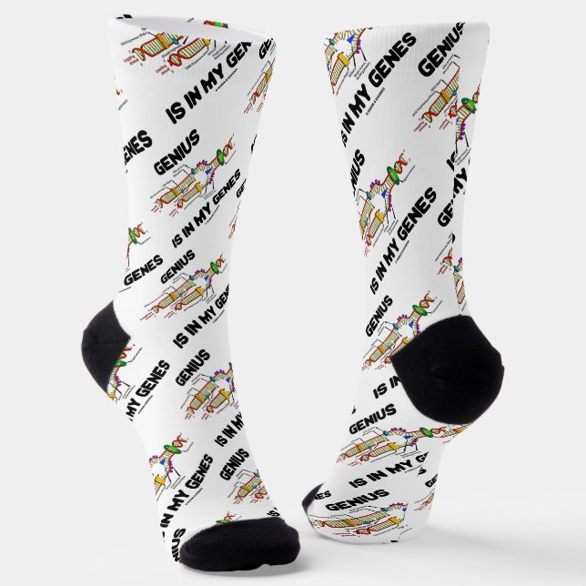 Genius Is In My Genes DNA Replication Humor Socks (Angled)