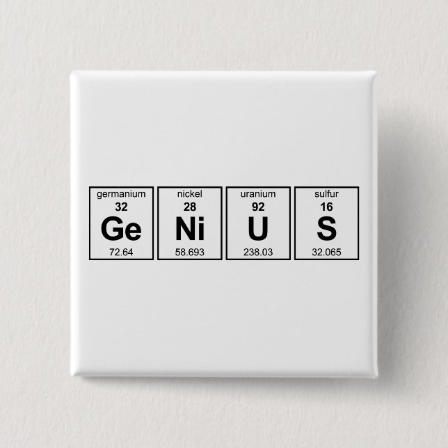 GeNiUS Periodic Table 2 Inch Square Button (Front)