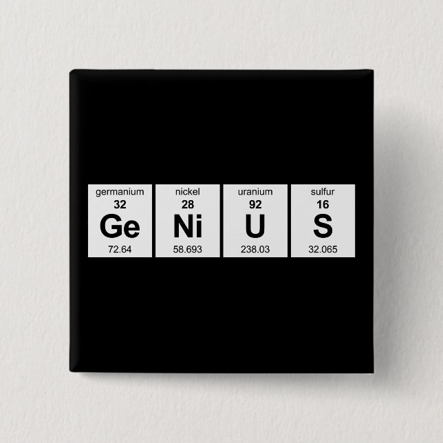 GeNiUS Periodic Table 2 Inch Square Button (Front)
