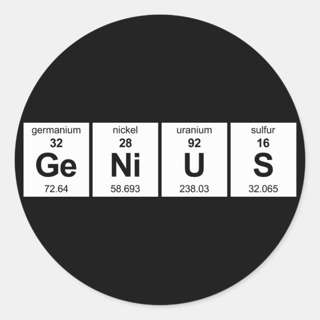 GeNiUS Periodic Table Classic Round Sticker (Front)