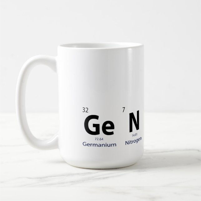 'Genius' Periodic Table Curiosity Knowledge Gift Coffee Mug (Left)