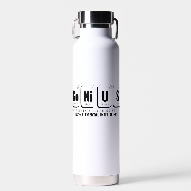 GENiUS Periodic Table - Funny Science Design Water Bottle (Front)