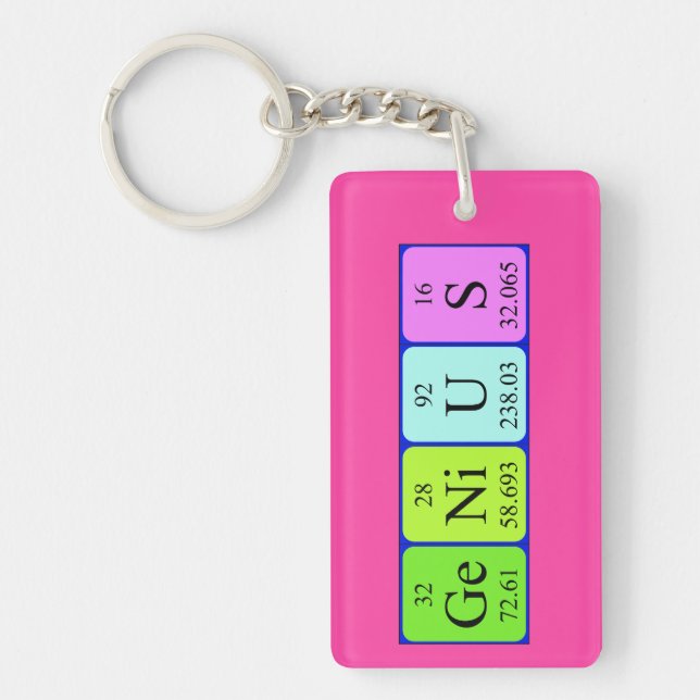 Genius periodic table name keyring (Front)