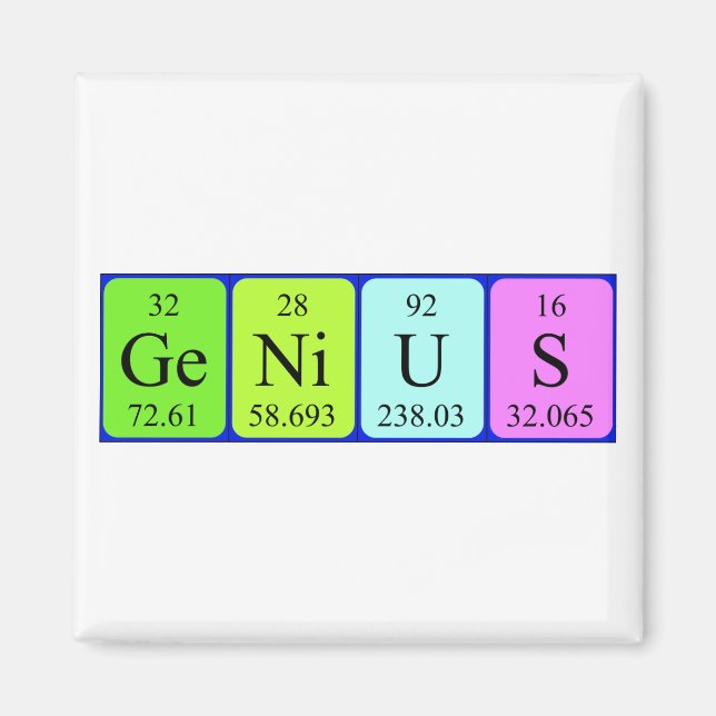 Genius periodic table name magnet (Front)