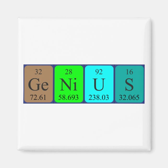 Genius periodic table name magnet (Front)